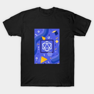 Polyhedral Dice Set Memphis Design Royal Blue Tabletop RPG T-Shirt